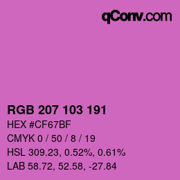 カラーコード: RGB 207 103 191 | qconv.com
