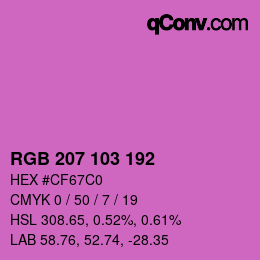カラーコード: RGB 207 103 192 | qconv.com