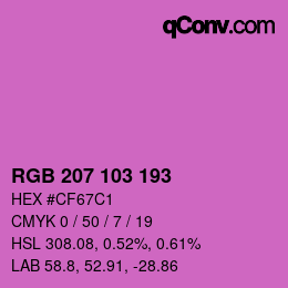 Color code: RGB 207 103 193 | qconv.com