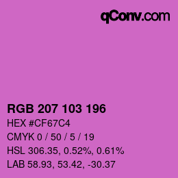 Color code: RGB 207 103 196 | qconv.com