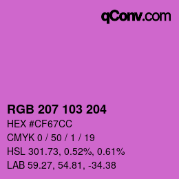 カラーコード: RGB 207 103 204 | qconv.com