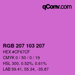 Color code: RGB 207 103 207 | qconv.com