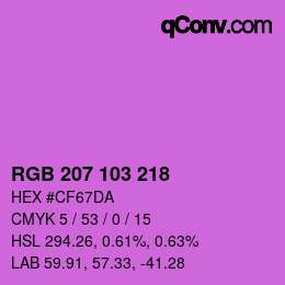 Color code: RGB 207 103 218 | qconv.com