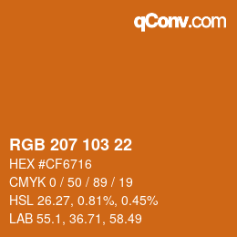 カラーコード: RGB 207 103 22 | qconv.com