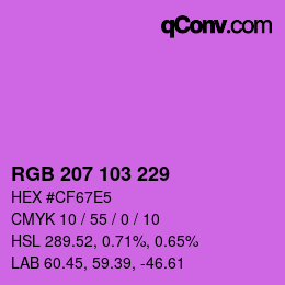 颜色代码: RGB 207 103 229 | qconv.com