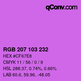 Color code: RGB 207 103 232 | qconv.com
