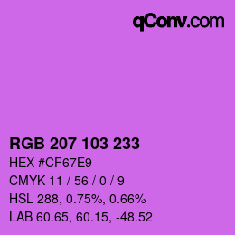 Color code: RGB 207 103 233 | qconv.com