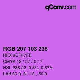 カラーコード: RGB 207 103 238 | qconv.com
