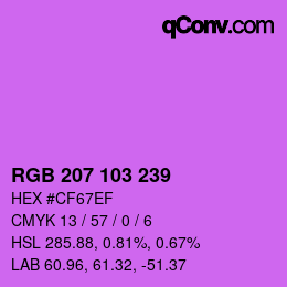 颜色代码: RGB 207 103 239 | qconv.com