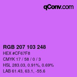 カラーコード: RGB 207 103 248 | qconv.com