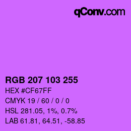 Color code: RGB 207 103 255 | qconv.com