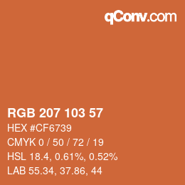 カラーコード: RGB 207 103 57 | qconv.com