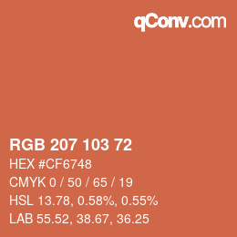 カラーコード: RGB 207 103 72 | qconv.com