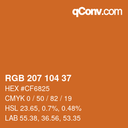 Color code: RGB 207 104 37 | qconv.com