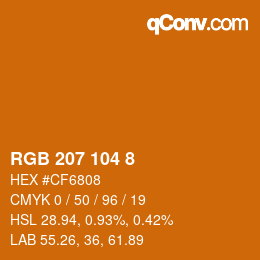 Color code: RGB 207 104 8 | qconv.com