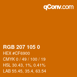 Color code: RGB 207 105 0 | qconv.com