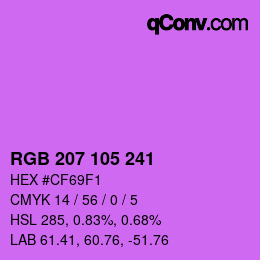 カラーコード: RGB 207 105 241 | qconv.com