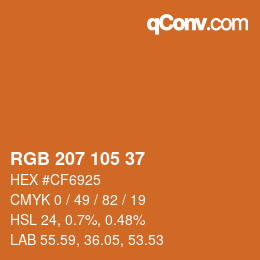 Color code: RGB 207 105 37 | qconv.com