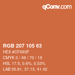 Color code: RGB 207 105 63 | qconv.com