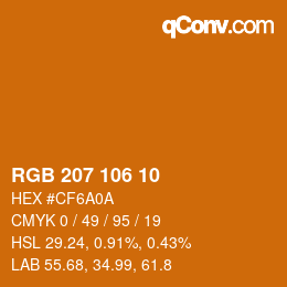 Color code: RGB 207 106 10 | qconv.com