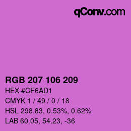 Color code: RGB 207 106 209 | qconv.com