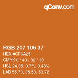 Color code: RGB 207 106 37 | qconv.com