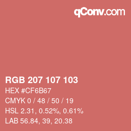 Color code: RGB 207 107 103 | qconv.com
