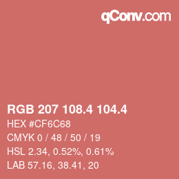 カラーコード: RGB 207 108.4 104.4 | qconv.com
