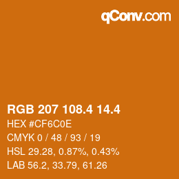 カラーコード: RGB 207 108.4 14.4 | qconv.com