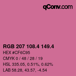カラーコード: RGB 207 108.4 149.4 | qconv.com