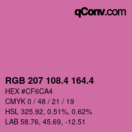 カラーコード: RGB 207 108.4 164.4 | qconv.com
