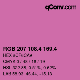 カラーコード: RGB 207 108.4 169.4 | qconv.com