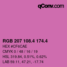カラーコード: RGB 207 108.4 174.4 | qconv.com