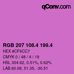 カラーコード: RGB 207 108.4 199.4 | qconv.com