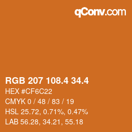 カラーコード: RGB 207 108.4 34.4 | qconv.com
