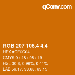 カラーコード: RGB 207 108.4 4.4 | qconv.com