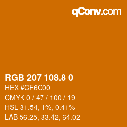 カラーコード: RGB 207 108.8 0 | qconv.com