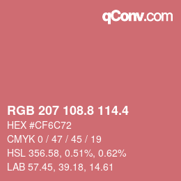 カラーコード: RGB 207 108.8 114.4 | qconv.com