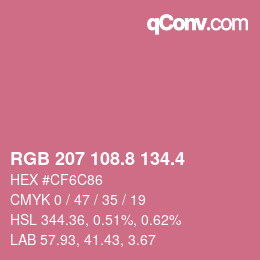 カラーコード: RGB 207 108.8 134.4 | qconv.com