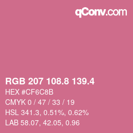 カラーコード: RGB 207 108.8 139.4 | qconv.com