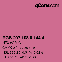 カラーコード: RGB 207 108.8 144.4 | qconv.com