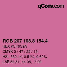 カラーコード: RGB 207 108.8 154.4 | qconv.com