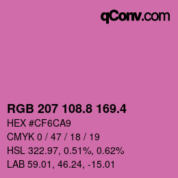 カラーコード: RGB 207 108.8 169.4 | qconv.com