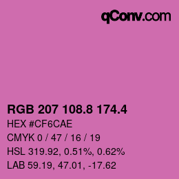 カラーコード: RGB 207 108.8 174.4 | qconv.com