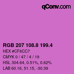カラーコード: RGB 207 108.8 199.4 | qconv.com