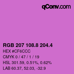 カラーコード: RGB 207 108.8 204.4 | qconv.com