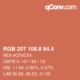 カラーコード: RGB 207 108.8 84.4 | qconv.com