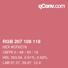 Color code: RGB 207 108 118 | qconv.com