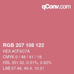 Color code: RGB 207 108 122 | qconv.com