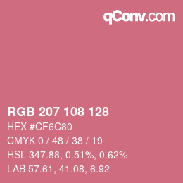 Color code: RGB 207 108 128 | qconv.com